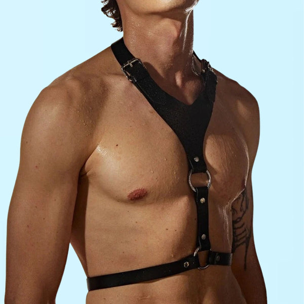 Black-Leather-Muscle-Binding-fashion-harness- Strap