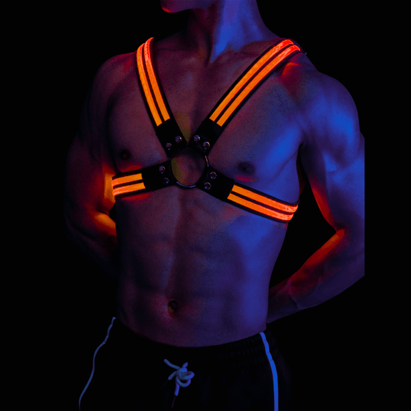 orange glow fluoerescent LED fashion mens harness