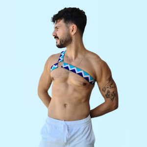 ANGELO - Tribal Elastic Fashion gay mens blue Harness