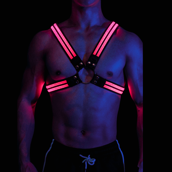 pink glow fluoerescent LED fashion mens harness