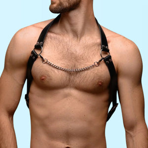 Chain & Leather Chest gay Harness