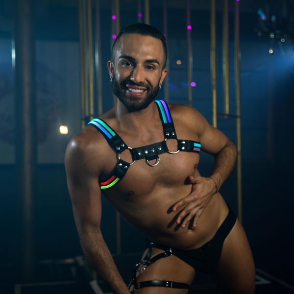 LED glow up gay mens harness rainbow xpress harness