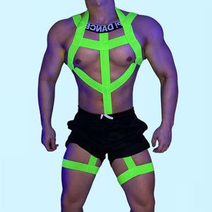 Neon Flux Body & Leg Restraints green fluorescent neon Harness