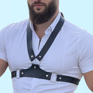 O-Ring Studded black Harness Belt man