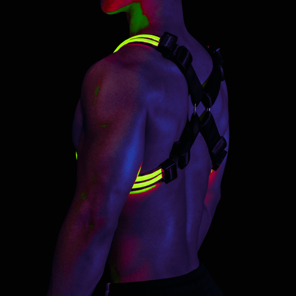 green glow fluoerescent LED fashion mens harness