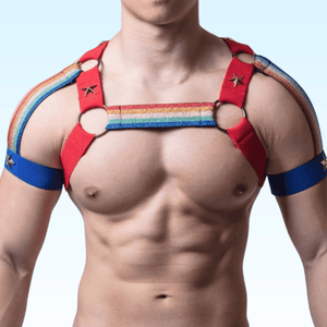 SASHA - Vibrant Rainbow & Star-Studded Gay Harness