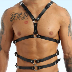 DEVON - X-Shape Double Waist Strap Leather Fashion Harness